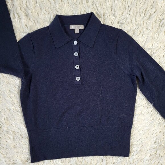 J.Crew Featherweight Cashmere-Blend Long-Sleeve Polo Shirt - Picture 3 of 9